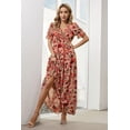 thumbnail image 6 of Women's Floral V Neck Short Flounce Sleeve Maxi Dress 100% Polyester Lined Classic Elegant Everyday Wear Easy Care, 6 of 10