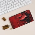 thumbnail image 6 of Leather Thin Slim Wallets for Women Men - Abstract Red Textured Canvas Clutch Card Wallet for Women Men with Zipper, 6 of 7