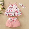 thumbnail image 2 of XXWXYD Toddler Sunflower Print 4PC Outfit Set, Sleeveless Vest + Shorts + Headband - Summer Beach Wear Outfit, 2 of 9