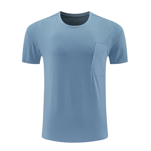 Lmnyox T-Shirt Basique à Manches Courtes pour Hommes, T-Shirt de Sport Décontracté avec Poche, Col Rond, Hauts de Course d'Été