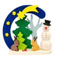 thumbnail image 2 of Snowman with Rabbits German Wood Christmas Ornament Decoration Made in Germany, 2 of 2