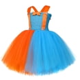 thumbnail image 5 of Disfraz de Blippi para niñas pequeñas, dibujos animados en inglés, conjunto de ropa con tutú naranja y azul cielo, sombrero, gafas y tirantes, 5 of 5