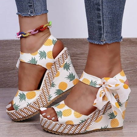 

Sunvit Women s Wedge Sandals Open Toe Fashion Casual Summer Slide Sandals #199 Yellow