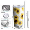 thumbnail image 6 of 20 Oz White Sunflower Coffee Tumbler Double Wall Insulated Stainless Steel Water Bottle | Metal Reusable Thermoses Flask with Cup Cap | Leak & Sweat Proof with Anti-Dust Lid, 6 of 7