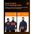 thumbnail image 2 of HENNCHEE Men's Heated Fleece Jacket with 12V 16,000mAh Battery, 5 Heating Zones & Dual Controls, Zip-Up Heated Sweatshirt, Navy/Small, 2 of 8