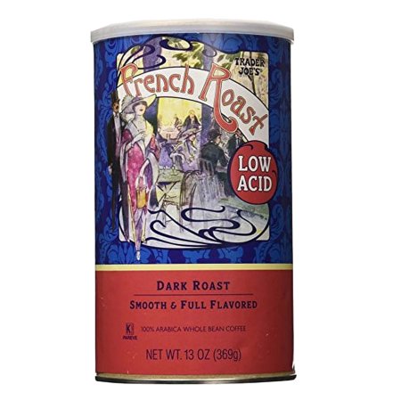 Trader Joe's Low Acid French Roast Whole Bean Dark Roast Coffee, 13 oz, Pack of 1