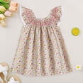 thumbnail image 4 of Mnyotv Flutter Sleeve Floral Dresses for Girls Casual Smocked Clothes Toddler Baby Girl Summer Outfits Size 3-4Y, 4 of 6