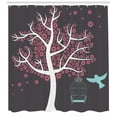 thumbnail image 3 of Ambesonne Tree Shower Curtain, Tree Bitd Cage Leaves, 69"Wx84"L, Grey Pink Pale Grey, 3 of 3