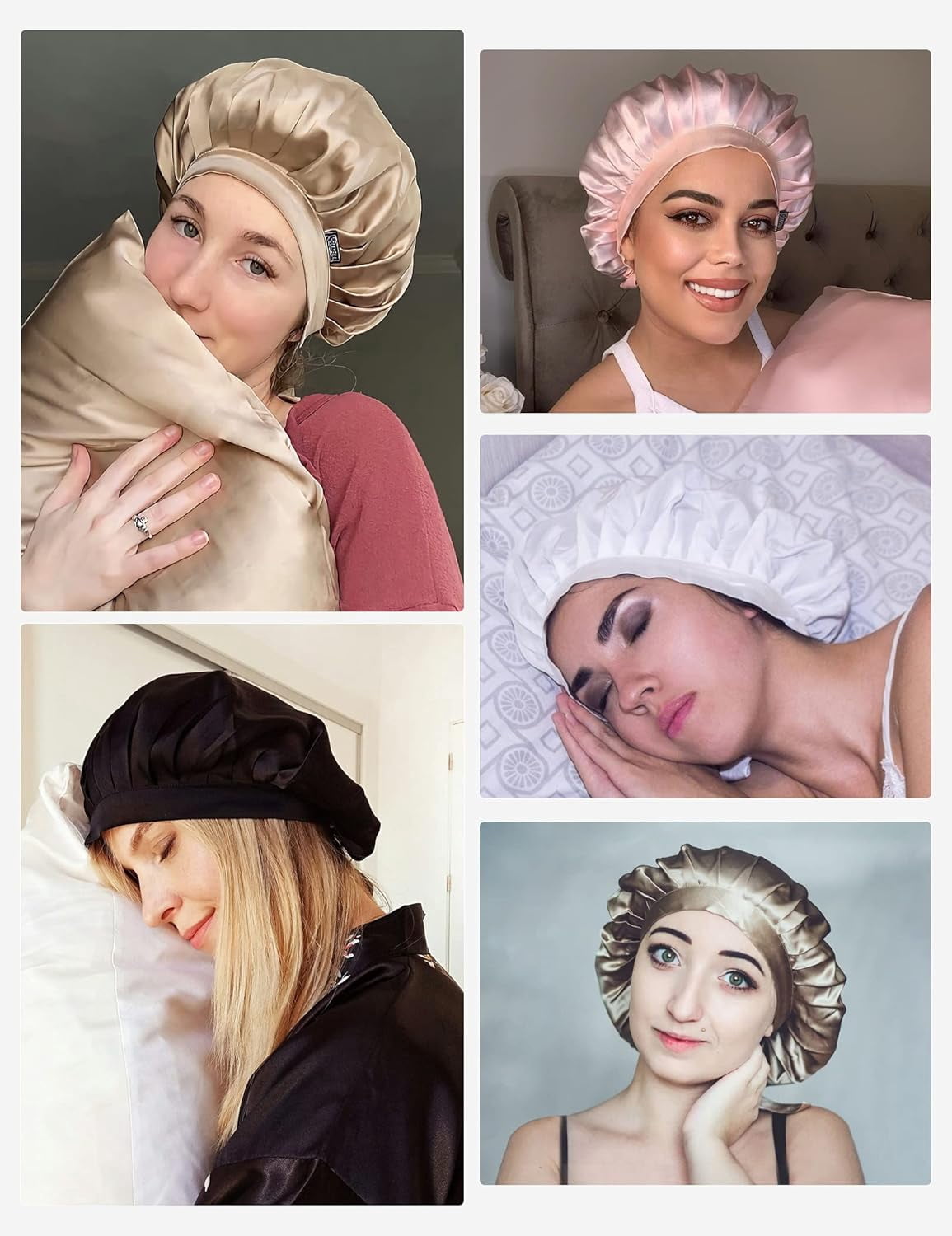 100% Maulbeerseide Schlafmütze rutschfest verstellbar und atmungsaktiver Kopfbedeckung Seidenhaube zum Schlafen Nachtmütze mit elastischem Band für alle Haartypen,Aquarell