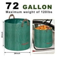 thumbnail image 3 of 3-Pack 72 Gal. Reusable Yard Waste Bags, Leaf Collecting Tool Bags with Reinforced Handles for Camping / Debris, 3 of 6