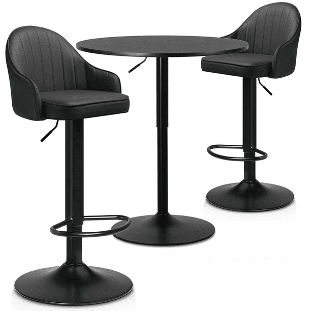 MoNiBloom 3 Piece Bar Dining and Chair Set, 31.5" AdjustableHeigh Pub