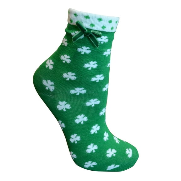 Traditional Craft Ltd. Green/White Shamrock Ankle Socks