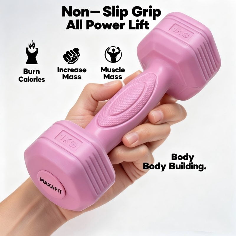 MAXAFIT Set of 2 Dumbbells, Anti-Slip and Anti-Roll Hex Dumbbells in Pair for Strength Training, Resistance Training