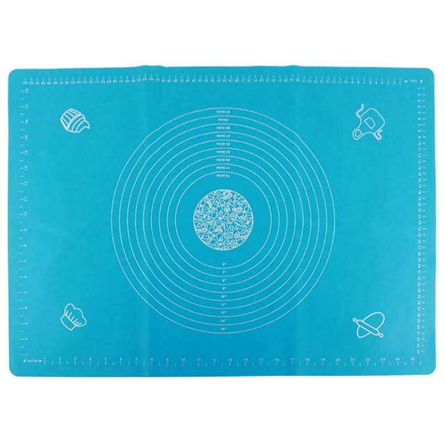 Alfombrilla de silicona antiadherente para amasar con báscula, accesorio de cocina para hornear (azul, 50 x 70 cm)