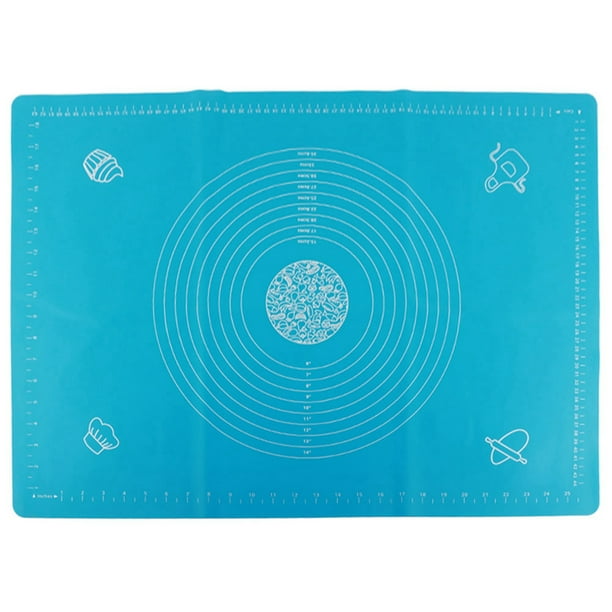 Alfombrilla de silicona antiadherente para amasar con báscula, accesorio de cocina para hornear (azul, 50 x 70 cm)