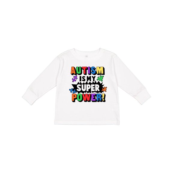 Inktastic Autism is My Super Power with Puzzle Pieces Boys or Girls Long Sleeve Toddler T-Shirt