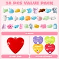 thumbnail image 2 of Joyfy 28 Packs Valentines Gifts for Kids, Valentine Kawaii Stress Relief Mochi Squishy Toys Filled Hearts for Kids Classroom Exchange Cards Gifts, Valentines Party Favors, 2 of 9