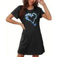 thumbnail image 4 of Sakmal Moomoo House Dress for Women Heart Short Black Lightweight Nightwear Butterfly Print Short Sleeve Nightgowns for Women, 4 of 7