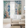 thumbnail image 2 of Seahorse Coastal Blackout Curtains for Bedroom Living Room Darkening Curtains 90 Inch Summer Nautical Starfish Coral Beige Black Out Window Curtain Privacy Window Treatment Grommet Drapes 52"x90"x2, 2 of 9