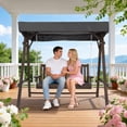 thumbnail image 7 of Ktaxon 2-Seater Wooden Patio Swing with Canopy & Cushion, Outdoor Porch Swing Chair with Solid Fir Wood Frame for Backyard Garden, Black, 7 of 7