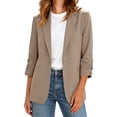 thumbnail image 2 of Drovellove Plus Size Women's Casual Blazer with Pockets Three Quarter Sleeve Lapel Collar Solid Color Work Jacket - Breathable Office Professional & Weekend Layering Essential, 2 of 9