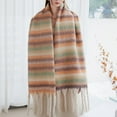 thumbnail image 5 of Holiday Gifts! Titcea Winter Scarf for Women Thicken Tassels Contrasting Stripe Retro Lengthening Shawls Wraps Windproof Warm Outdoor Cold Protection Scarves, 5 of 8