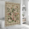 thumbnail image 6 of Beige Spring Floral Shower Curtain, Waterproof Shower Curtains for Bathroom, Elegant Pastoral Flowers Birds Watercolor Washable Fabric Bathtub Curtain Set Bath Decor with 12 Hooks Extra Long 72"x96", 6 of 8