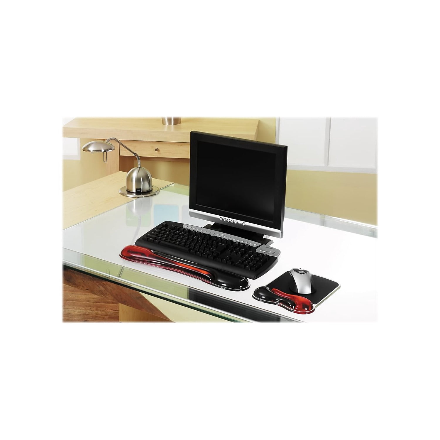 Kensington Duo Gel Wave Mouse Pad Wrist Rest, Red