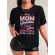 thumbnail image 1 of Camiseta informal de mujer negra con estampado floral y letras, cuello redondo, manga corta, algodón (lavable a máquina), romántica, estampado de lazo, top deportivo de ocio., 1 of 7