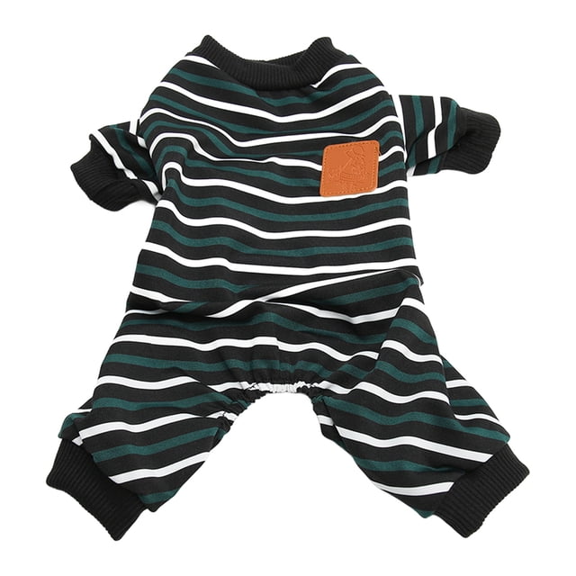 Striped Dog Pajamas with Ribbed Cuffs, Open Tummy Design, Premium Fabrics - Suitable for a Wide Range of Scenes