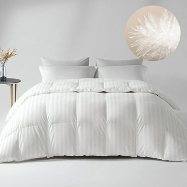 Down Feather Comforter King Size - High Fill Power All Season Duvet Insert, Luxurious Hotel Medium Warmth Bedding Comforter (106”x90”)