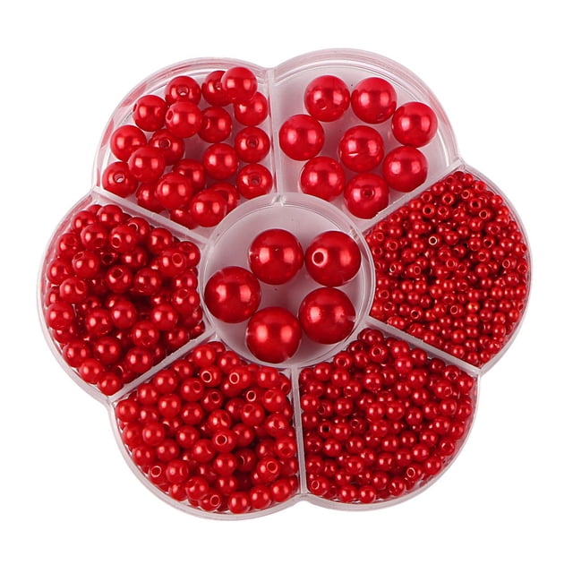 tredstone 1150pcs/set Beaded Jewelry Making Supplies - Easy To Thread Round Beads For DIY Projects Durable red 1Set
