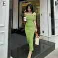 thumbnail image 3 of Womens Bodycon Mini Dress Hip Wrap Wear One-Step Sexy Straight Shoulder, 3 of 9