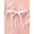 thumbnail image 5 of Baby Girls Summer Sleeveless Romper Ribbed Knit Solid Color Lace-up Jumpsuit, 5 of 9