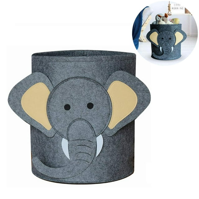 Cubo de almacenamiento de fieltro con dibujos animados, bolsa para guardar juguetes de niños, ropa sucia, cesta de lavandería práctica y multifuncional.