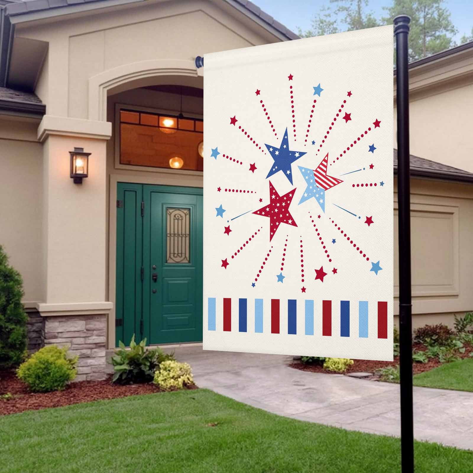 4th of July Garden Flags USA Flag Stripes Garden Flag Double Sided Welcome Flag Patriotic Stars Red White and Blue Independence Day Yard Flags for Outdoor Lawn Porch Memorial Day Decor 28x40 Inch