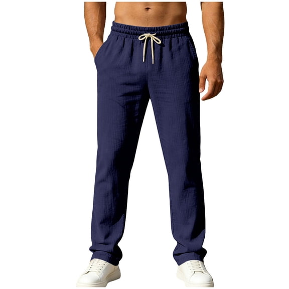Guluxicc Athletic Pants for Men Elastic Waist Drawstring Gym Trousers Classic Fit Summer Workout Pants with Pockets
