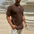 thumbnail image 4 of HaiMao Men's Henley Shirts Short Sleeve Casual Basic Tee Summer Button Henley Soild T Shirts Coffee-A XXXL(XXXL), 4 of 8