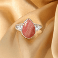 thumbnail image 5 of Sechi Genuine Rhodochrosite Ring 925 Sterling Silver - 8x10mm Pear Pink Gemstone Statement Ring for Women (8.5), 5 of 6