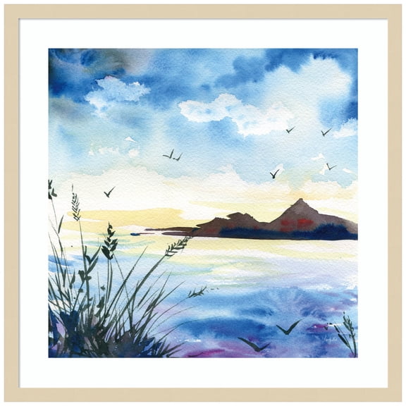 Amanti Art Lake at Dusk Wood Framed Wall Art Print