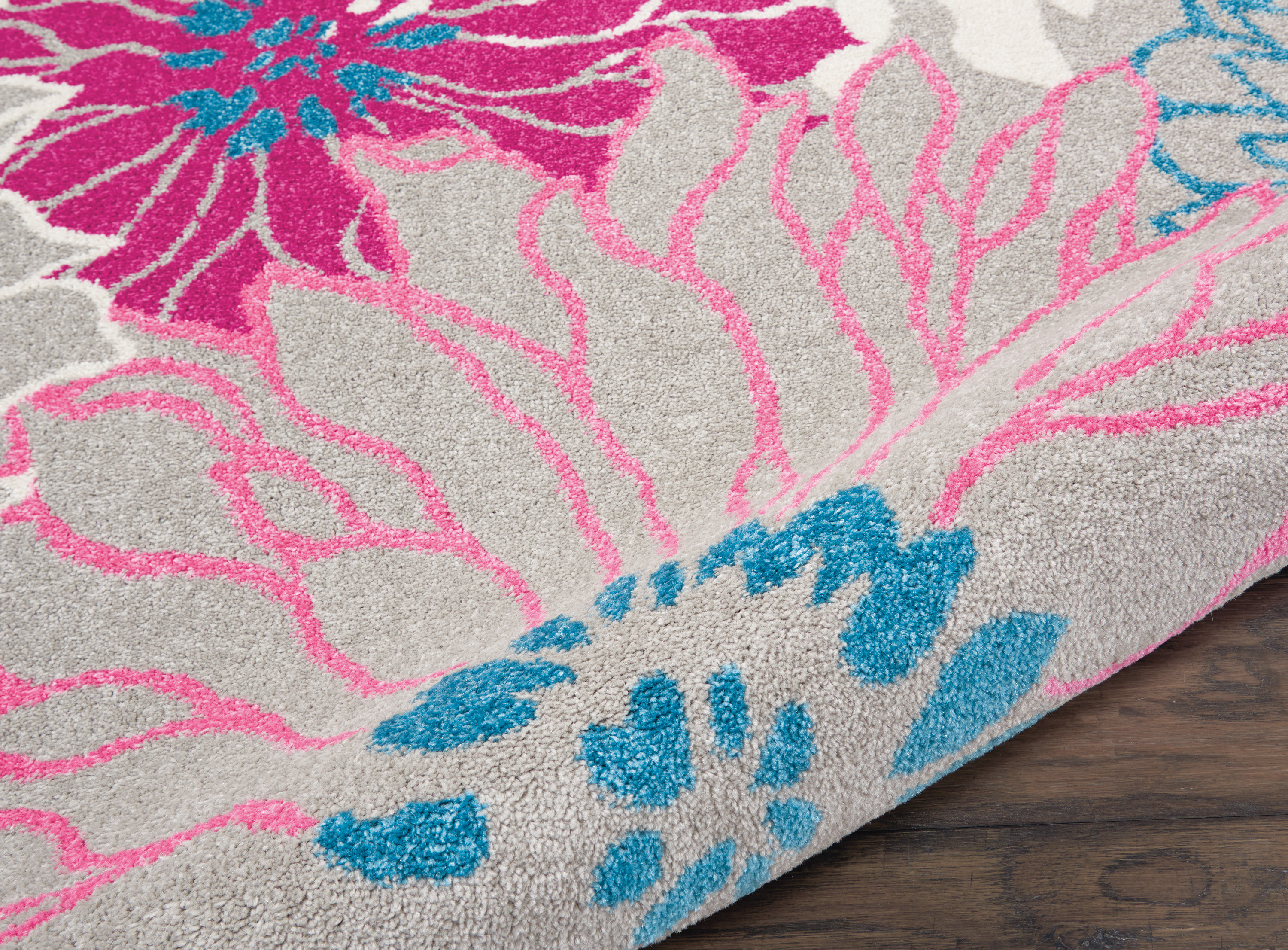 Nourison Passion Floral Grey 2'2" x 10' Area Rug, (2x10)