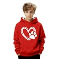thumbnail image 4 of Girls Long Sleeve Hooded Sweatshirt with Cute Puppy and Heart Print Casual Hoodies Sweatshirts Jacket Soft Lined Fall Winter Warm Valentine's Day Gifts(Red,5-6 Years), 4 of 5