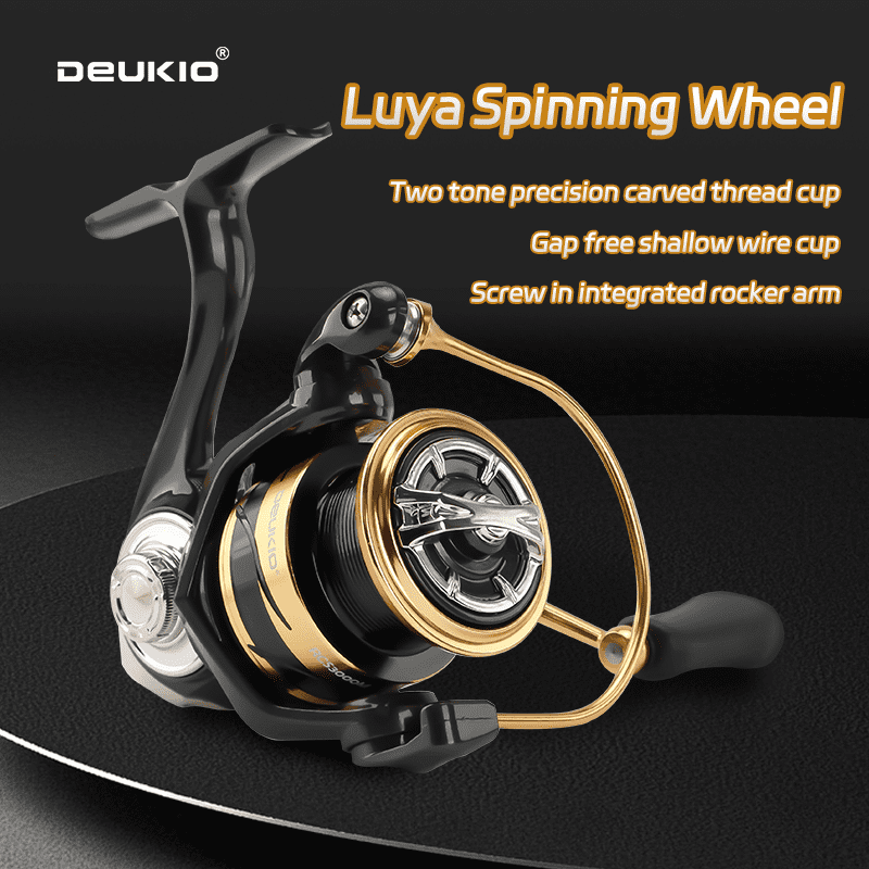 DEUKIO No Gap Water Resistance Lure Spinning Reel CNC Screw in Handle Fine Carving Spool Fishing Reel for Saltwater Freshwater