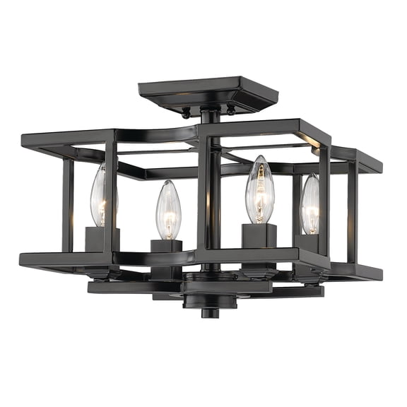 Wry Lighting Bellare 4-light Semi-Flush Mount in Matte Black