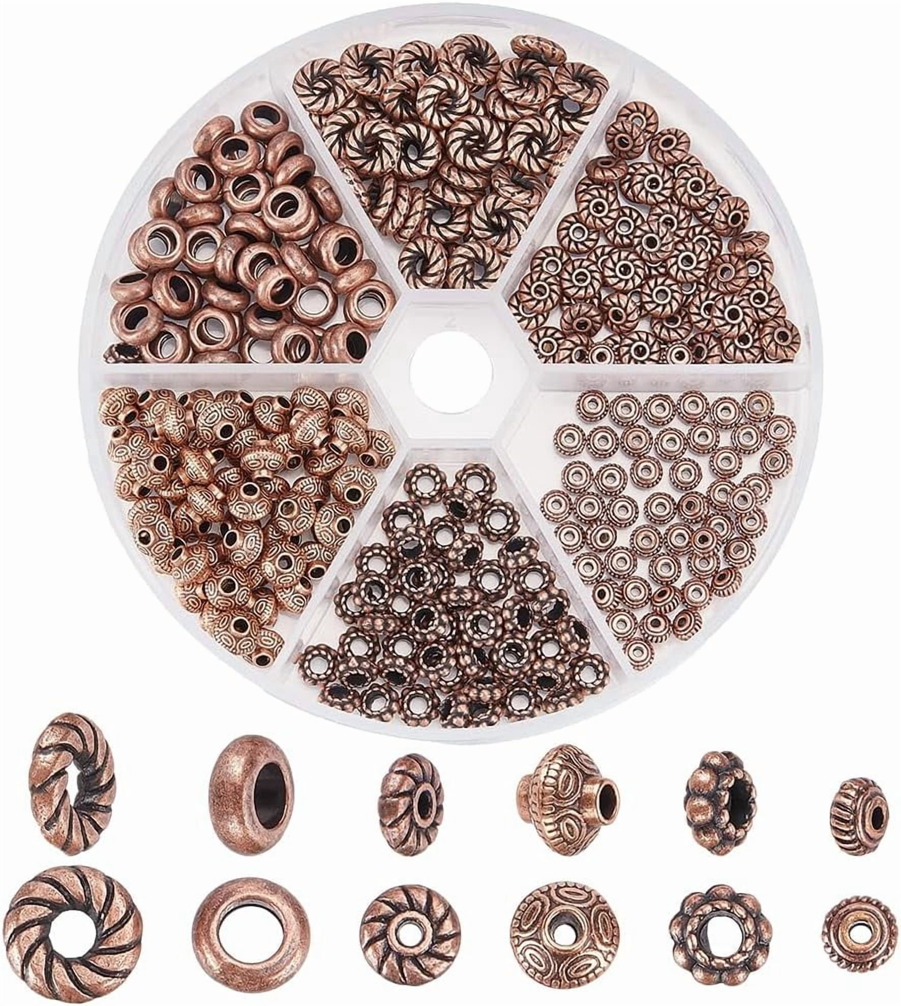864Pcs 24 Styles Tibetan Style Alloy Spacer Beads Metal Silver Flat Round Bicone Flower Charm Spacers Loose Beads for Jewelry Making Bracelets Necklace DIY Craft