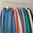 thumbnail image 4 of Sudadera con capucha de color sólido de moda para hombres, chaqueta holgada y versátil con forro polar, parte superior estampada estilo Hong Kong, 4 of 4