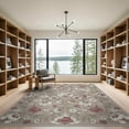 thumbnail image 2 of ODIKA Round Flower Shaped Traditional Botanical Print Border Solid for Great Room, Indoor Open Concept, Large Living Low Profile Flatwoven, 2 of 7