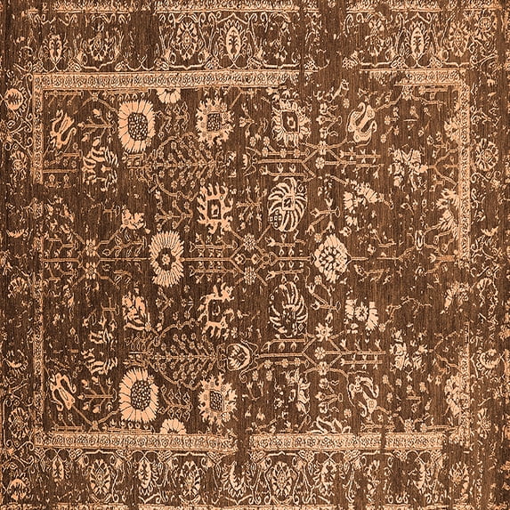 Ahgly Company Indoor Square Oriental Orange Industrial Area Rugs, 8' Square