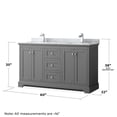 thumbnail image 6 of Wyndham Collection 60" Square Sinks Wood Double Bathroom Vanity in Gray, 6 of 6