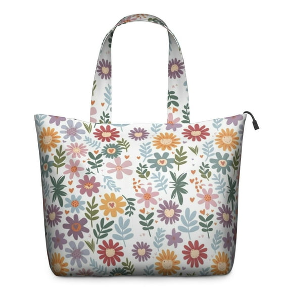 Colorful Daisy Flower Floral Pattern Travel Tote Bags for Women Carry On,Large Weekender Bags for Women Travel,Multi Functional Duffle Bag for Work,Shopping,Sports